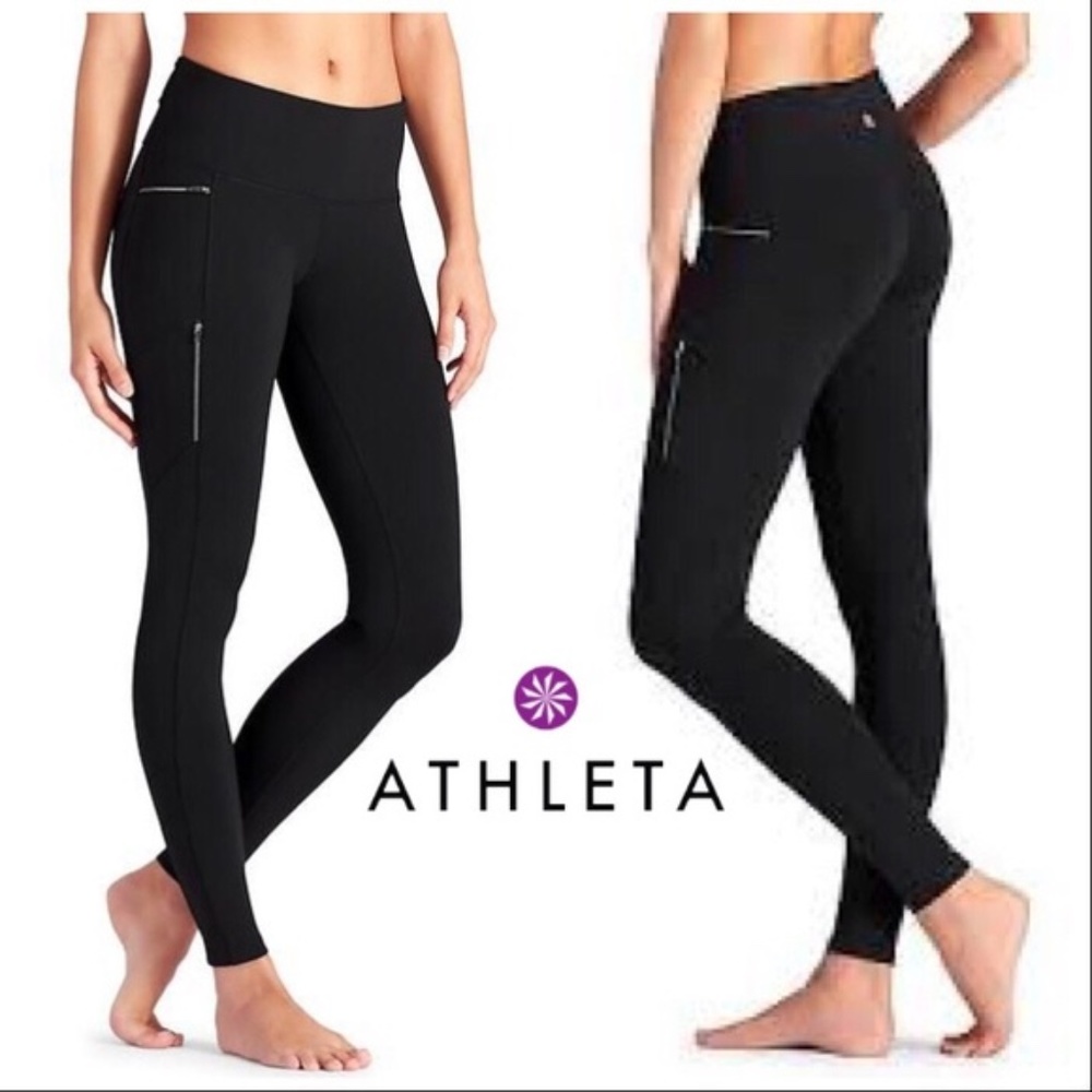 Athleta Sly Drifter Tights - black zip leggings
